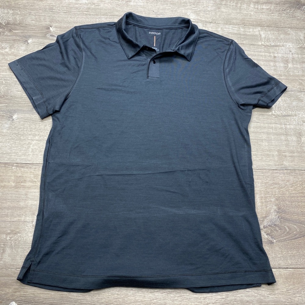 Proof Polo Shirt Mens Medium Black Merino Wool 72-Hour Performance Travel Short